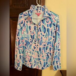 Lilly Pulitzer M Medium Popover Reel Nauti nautical theme blue white pink